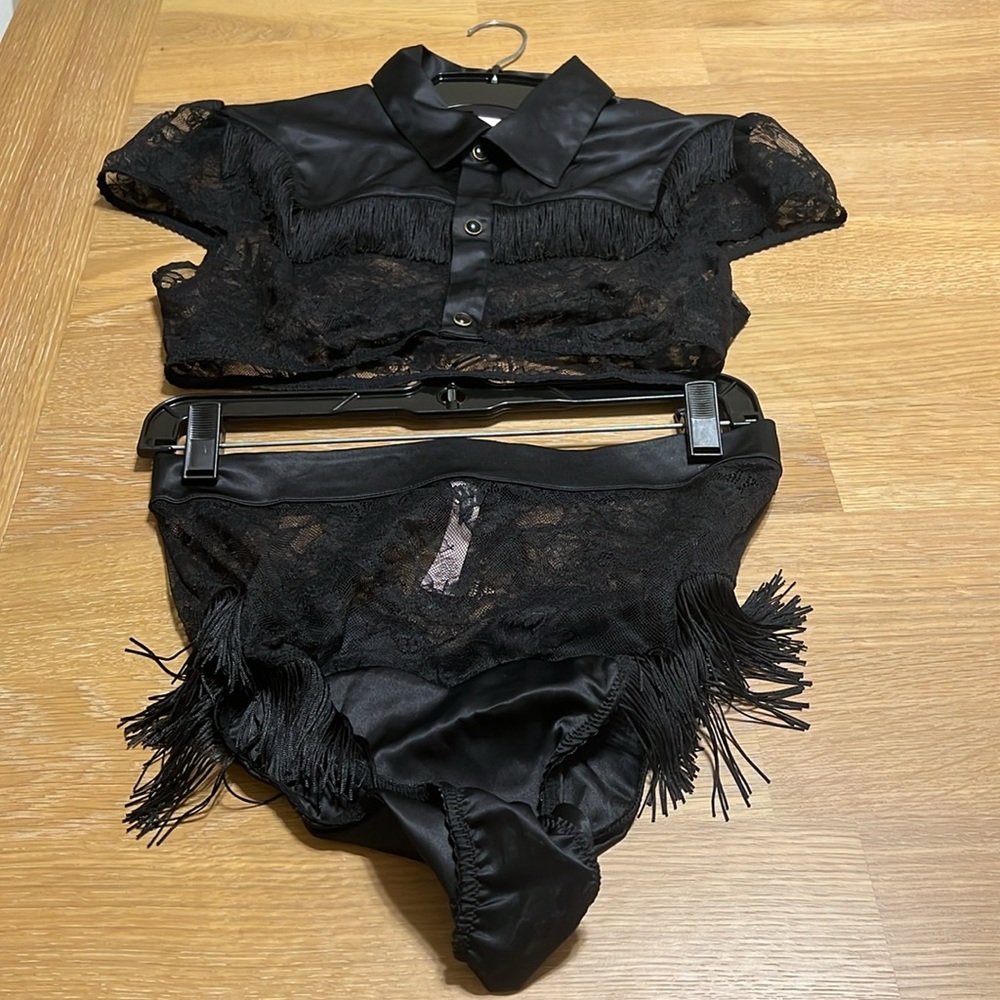 Victoria’s secret Tease Lace Cowgirl costume Set black size L NWOT - Picture 3 of 16